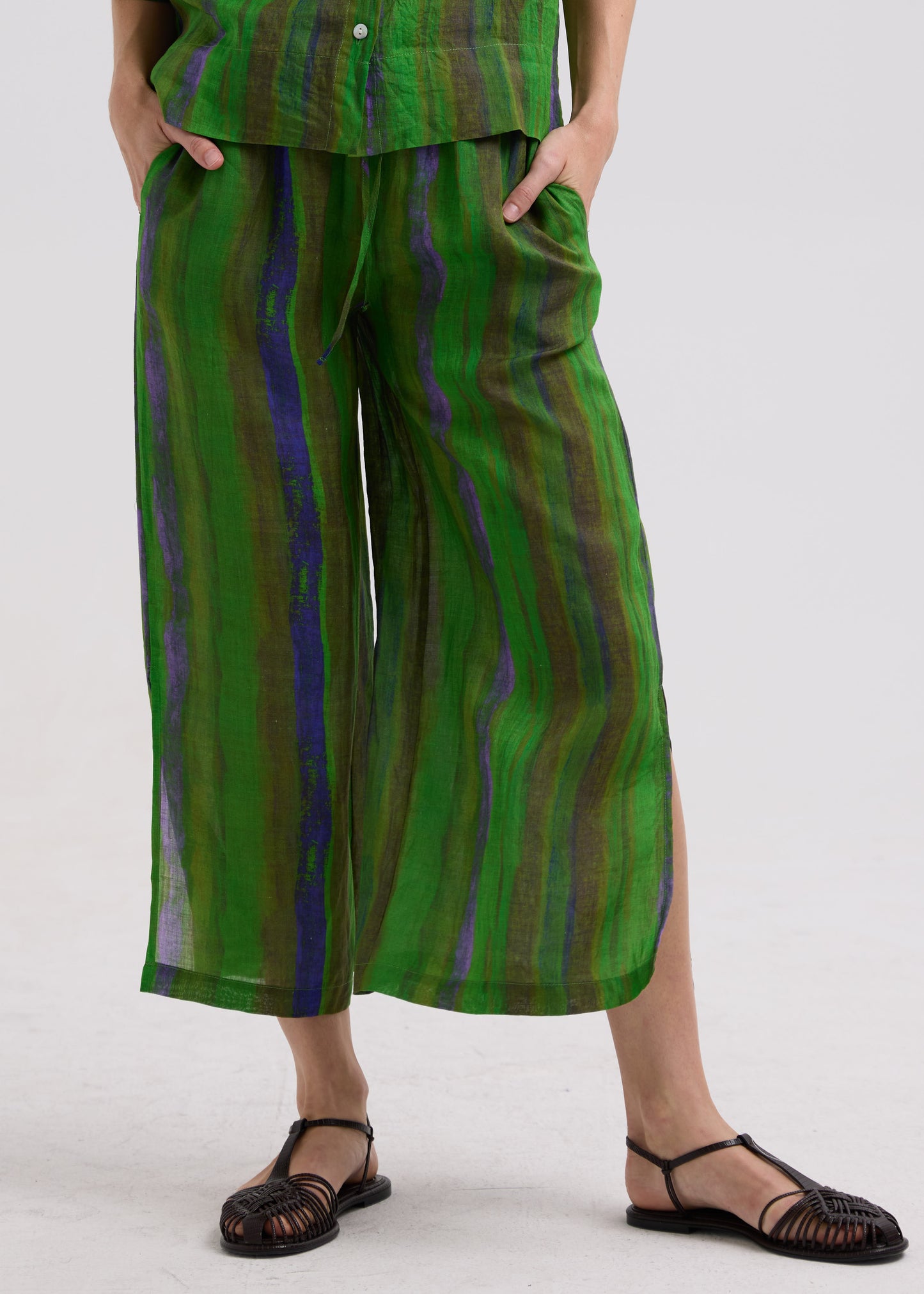 LC7785 painted Linen Pant Chartreuse