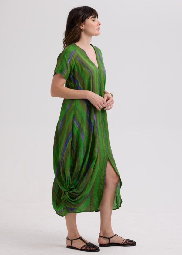 Painted Linen Dress Chartreuse