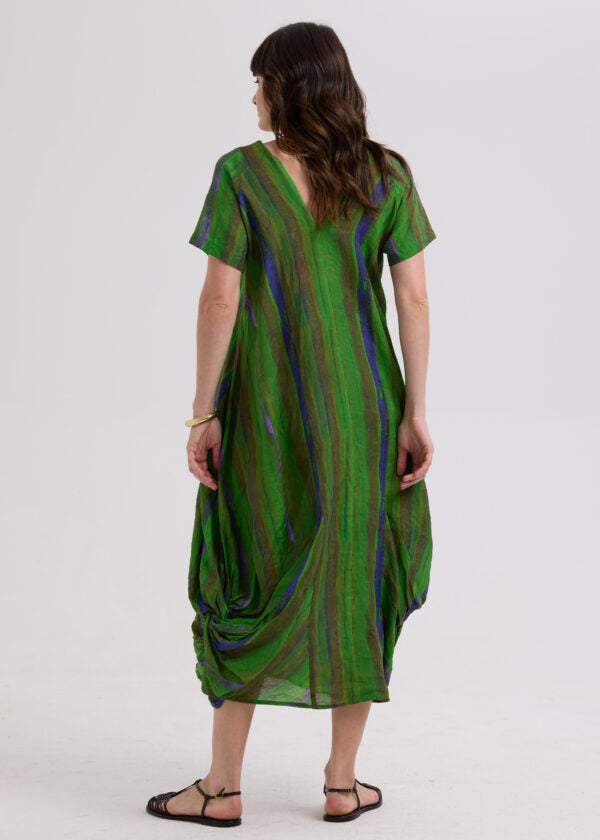Painted Linen Dress Chartreuse