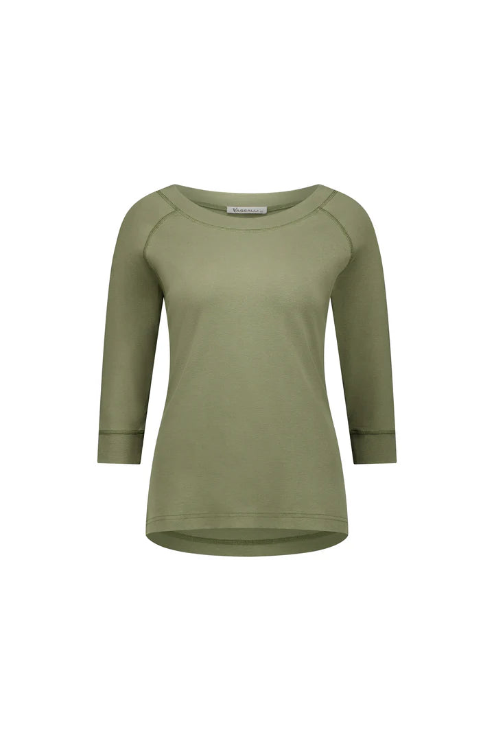Boat neck 3/4 Sleeve Top Olive