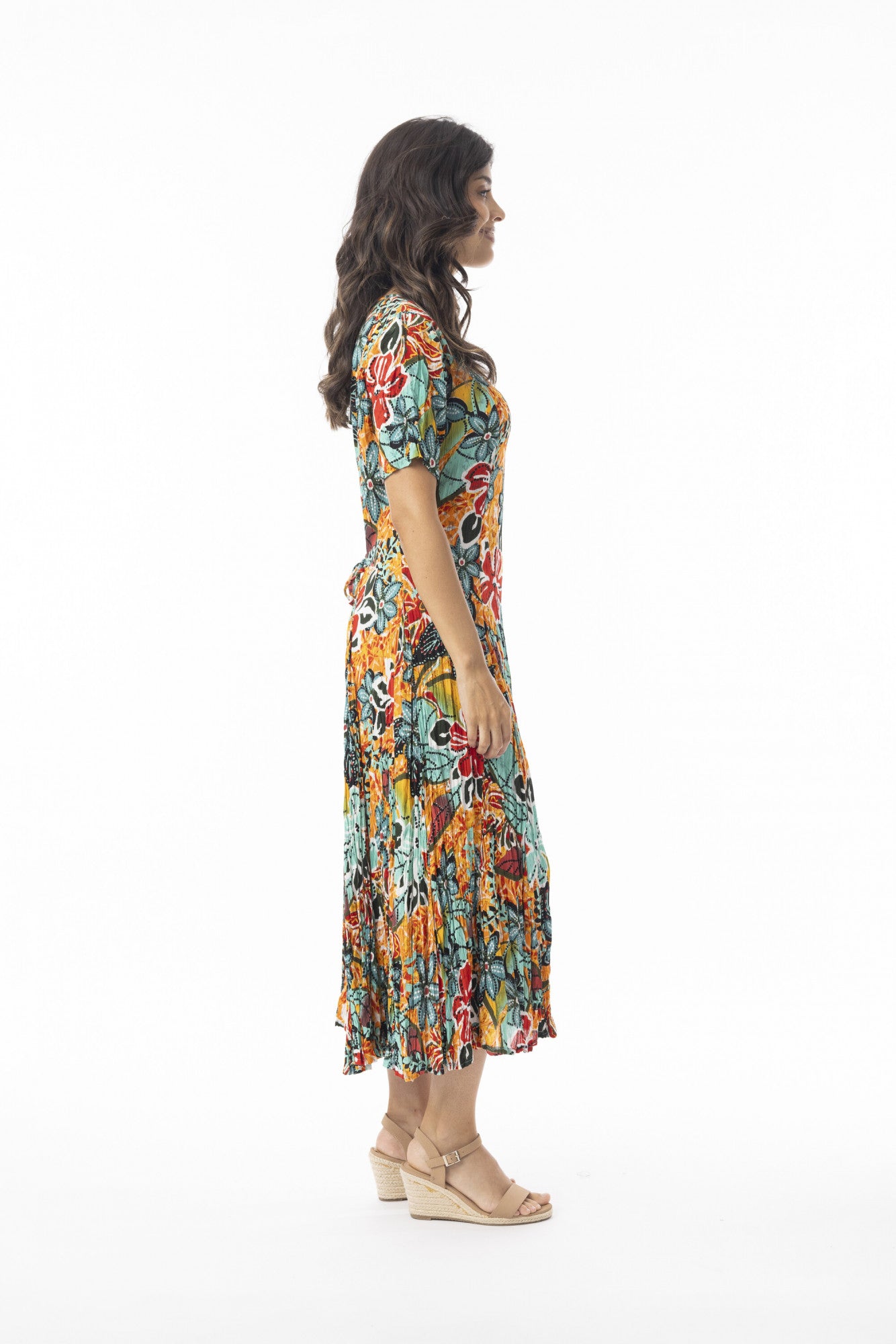 Guaratiba Dress Godet Short Sleeve