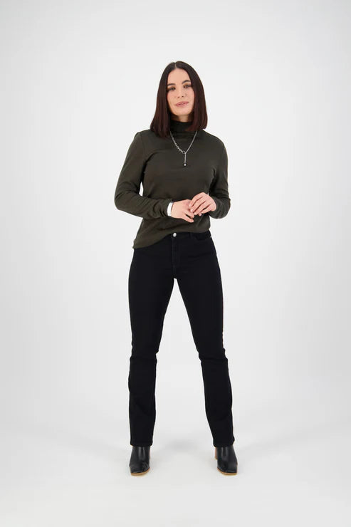 Black Denim Straight Leg Jean