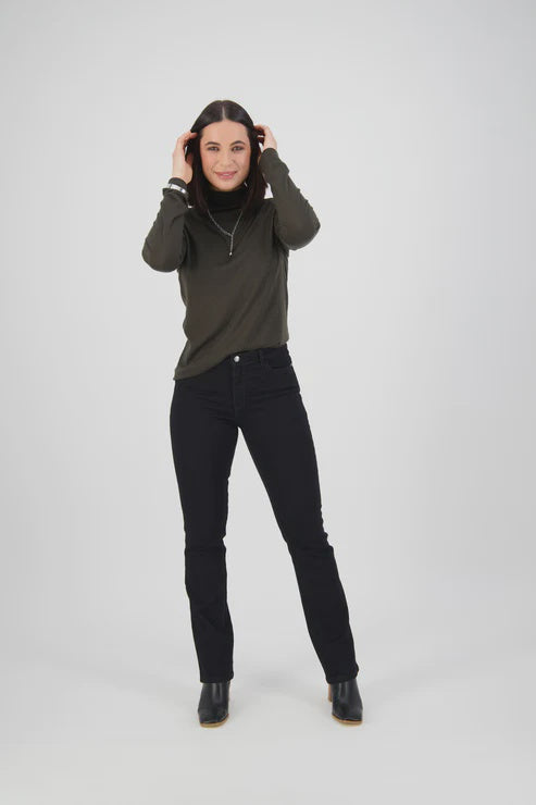 Black Denim Straight Leg Jean