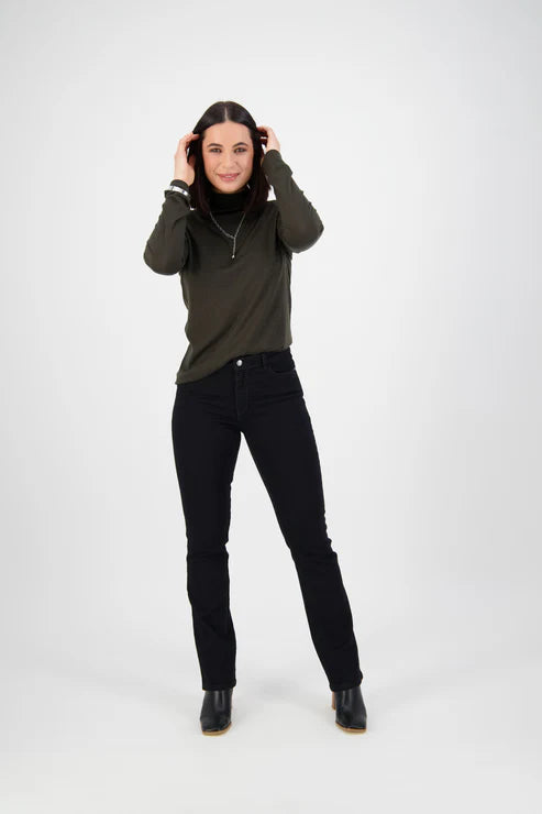 Black Denim Straight Leg Jean