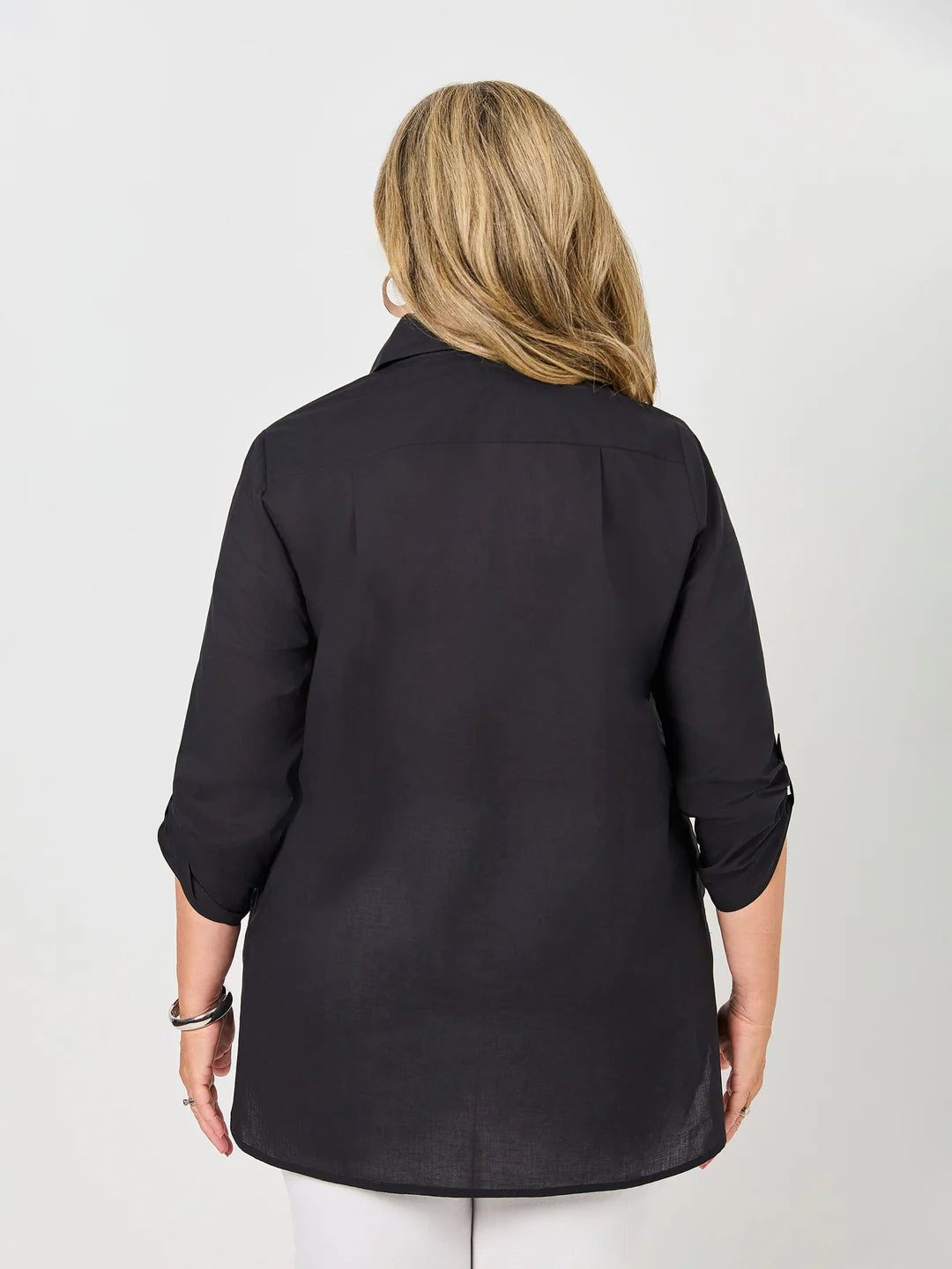 Collar  Tab Sleeve Shirt