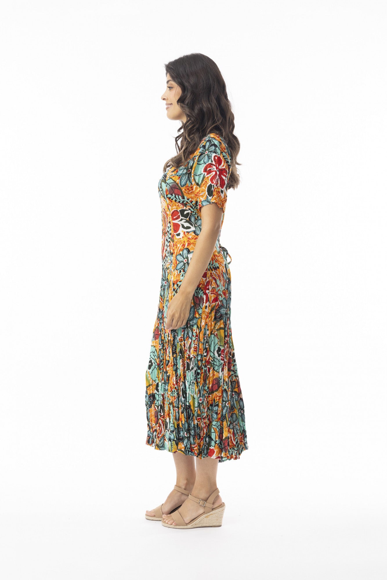 Guaratiba Dress Godet Short Sleeve