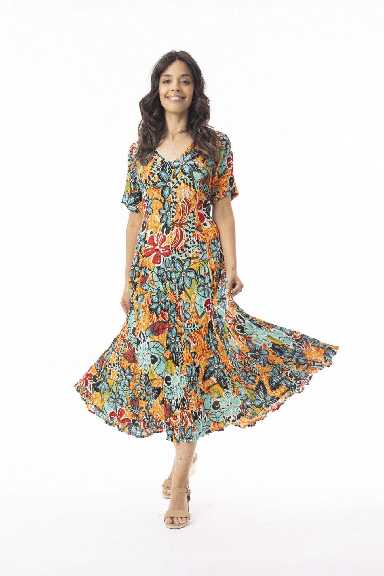 Guaratiba Dress Godet Short Sleeve
