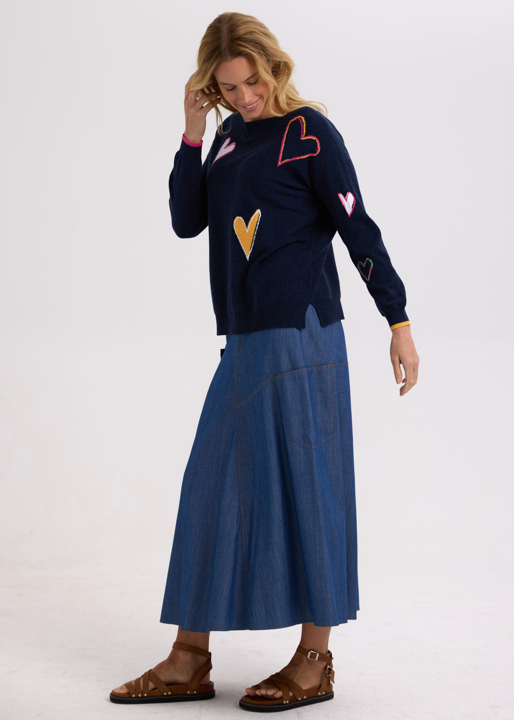 ZP7713 Intarsia Hearts Denim