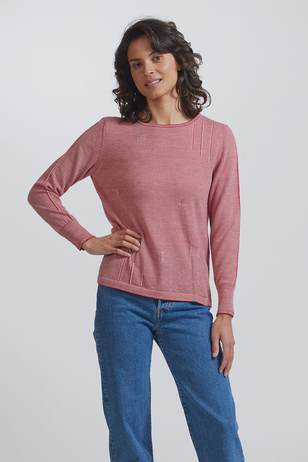 Crew Neck Fine Stripe by Royal Merino