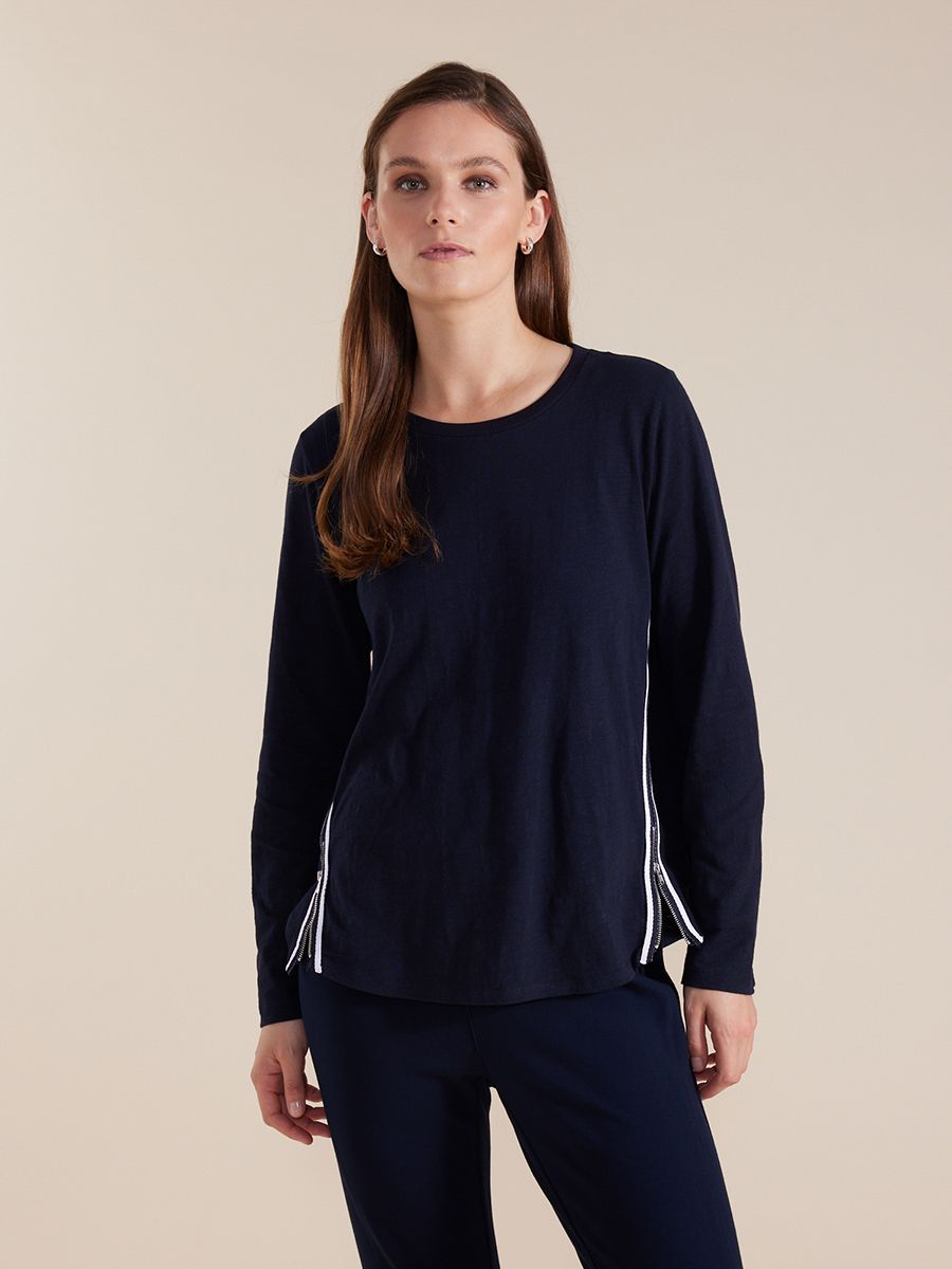 Zip Trim Tee (Long Sleeve) by Marco Polo
