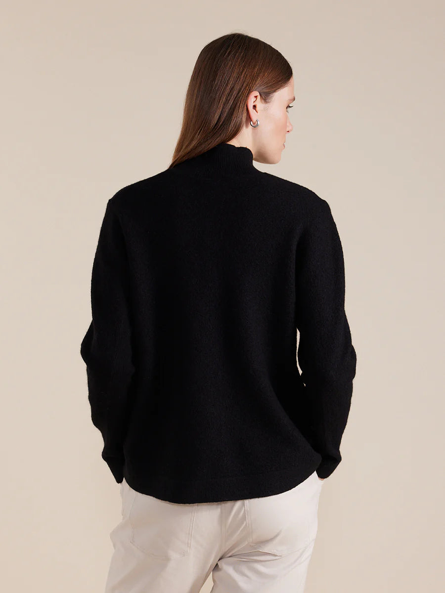 Button Sleeve Boiled Wool Sweater by Marco Polo