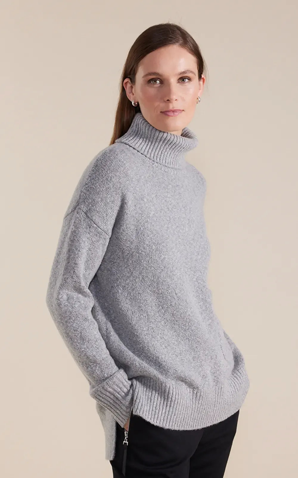 Long Line Roll Jumper Ash by Marco Polo