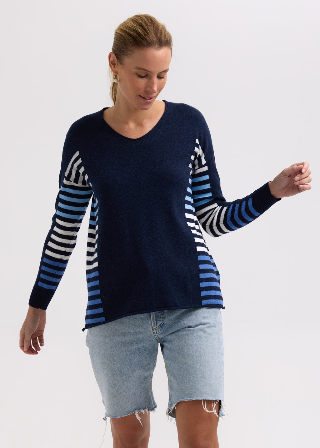 ZP7712 Side Stripe Jumper Denim