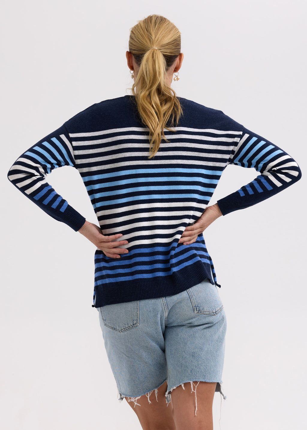 ZP7712 Side Stripe Jumper Denim