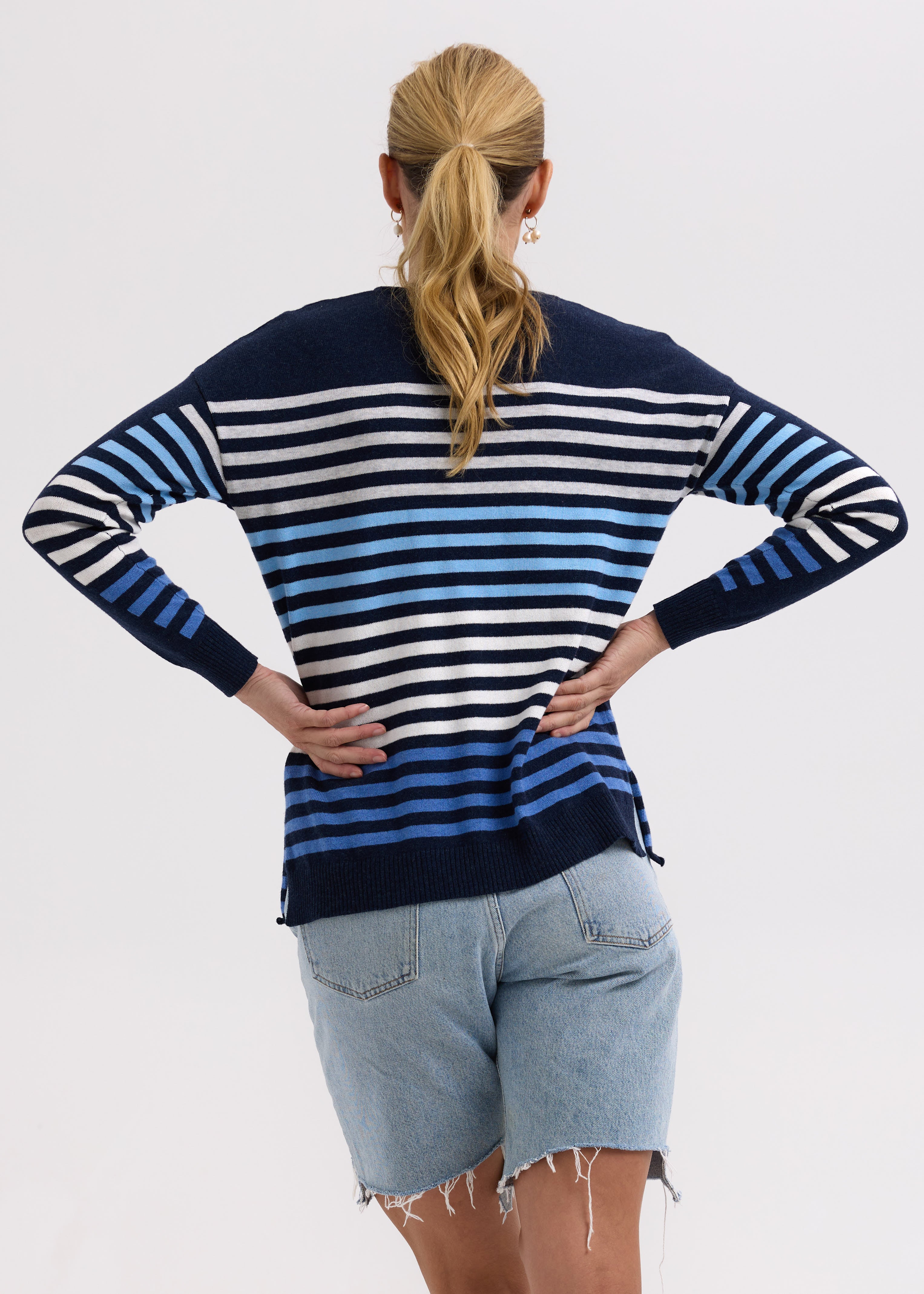 ZP7712 Side Stripe Jumper Denim