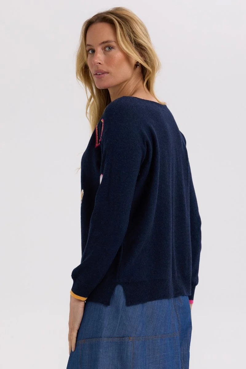 ZP7713 Intarsia Hearts Denim