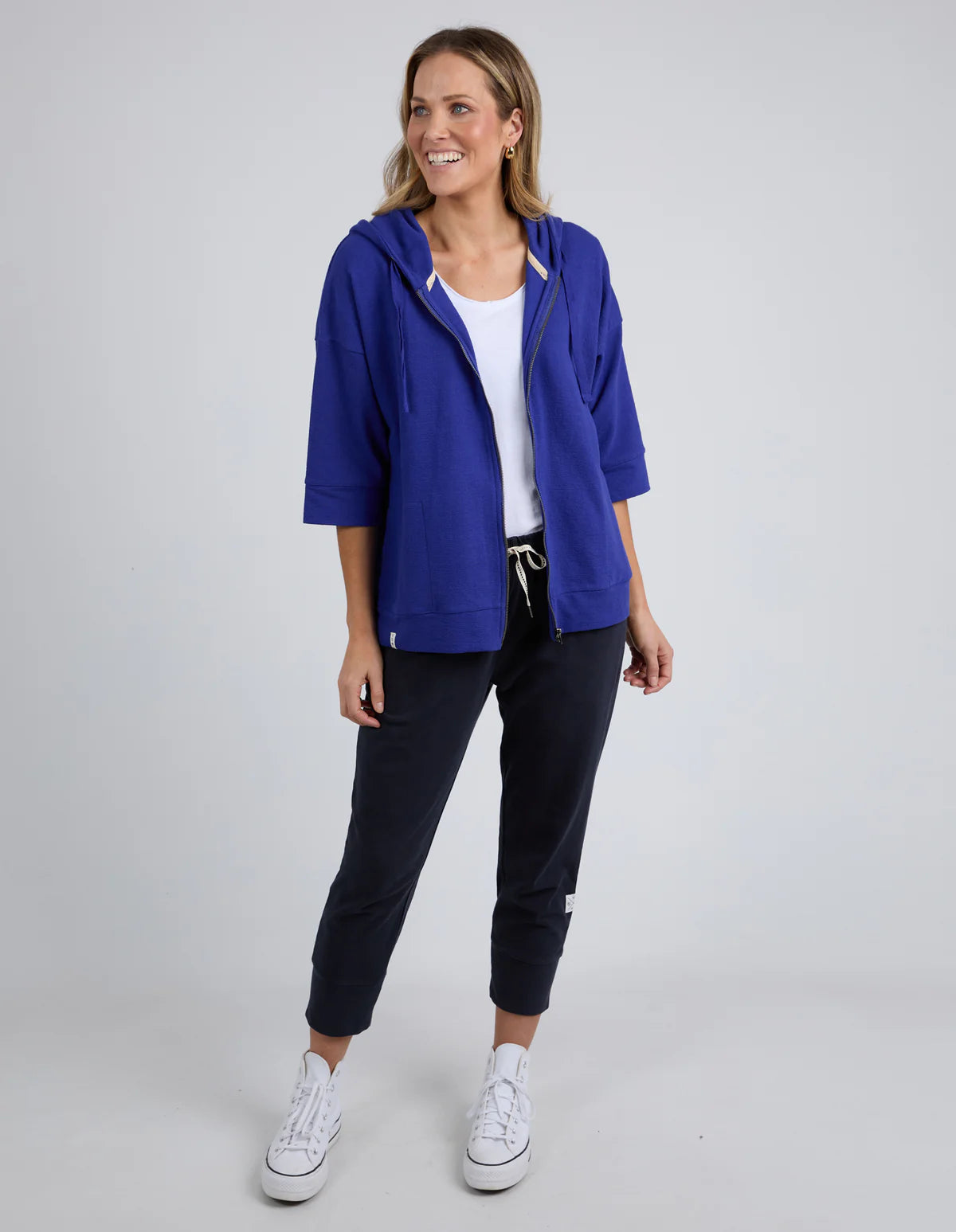 Beachy Zip Hoodie Deep Blue