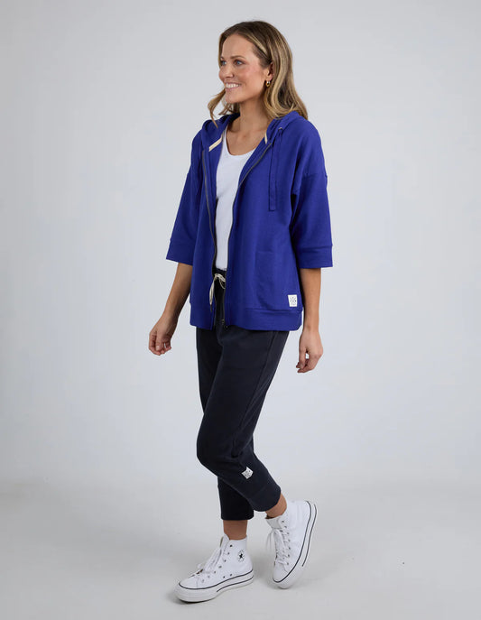 Beachy Zip Hoodie Deep Blue