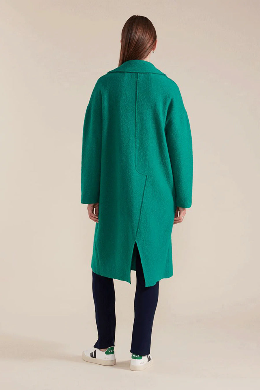 Long Sleeve Boiled Wool Coat Forest by Marco Polo