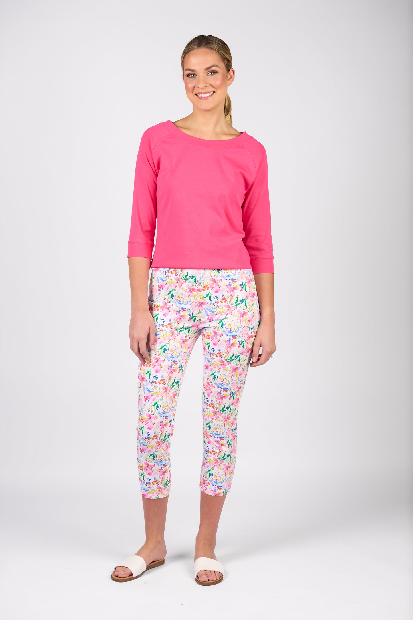 Boat Neck Top Fuchsia