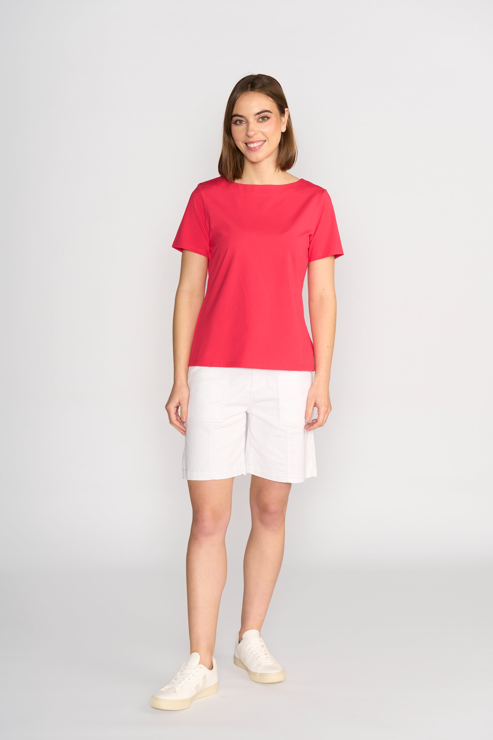 Boat neck Top Cherry