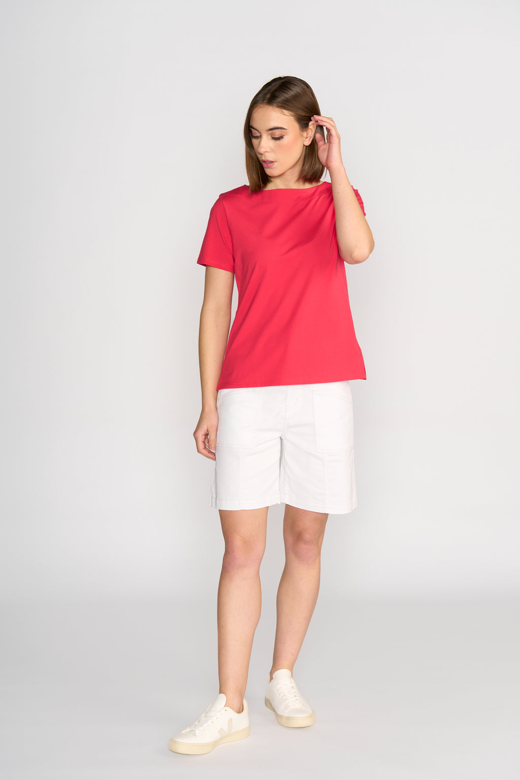 Boat neck Top Cherry