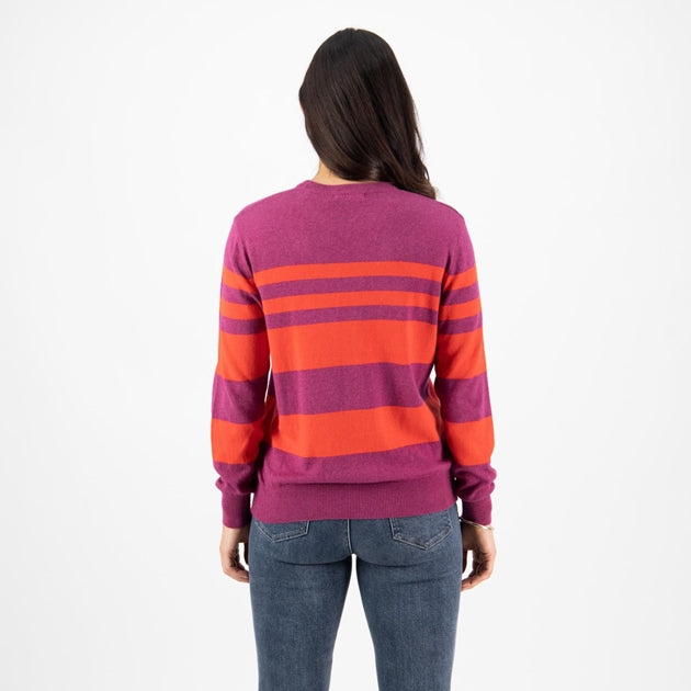 Vassalli Strip Round Neck Knit Sweater