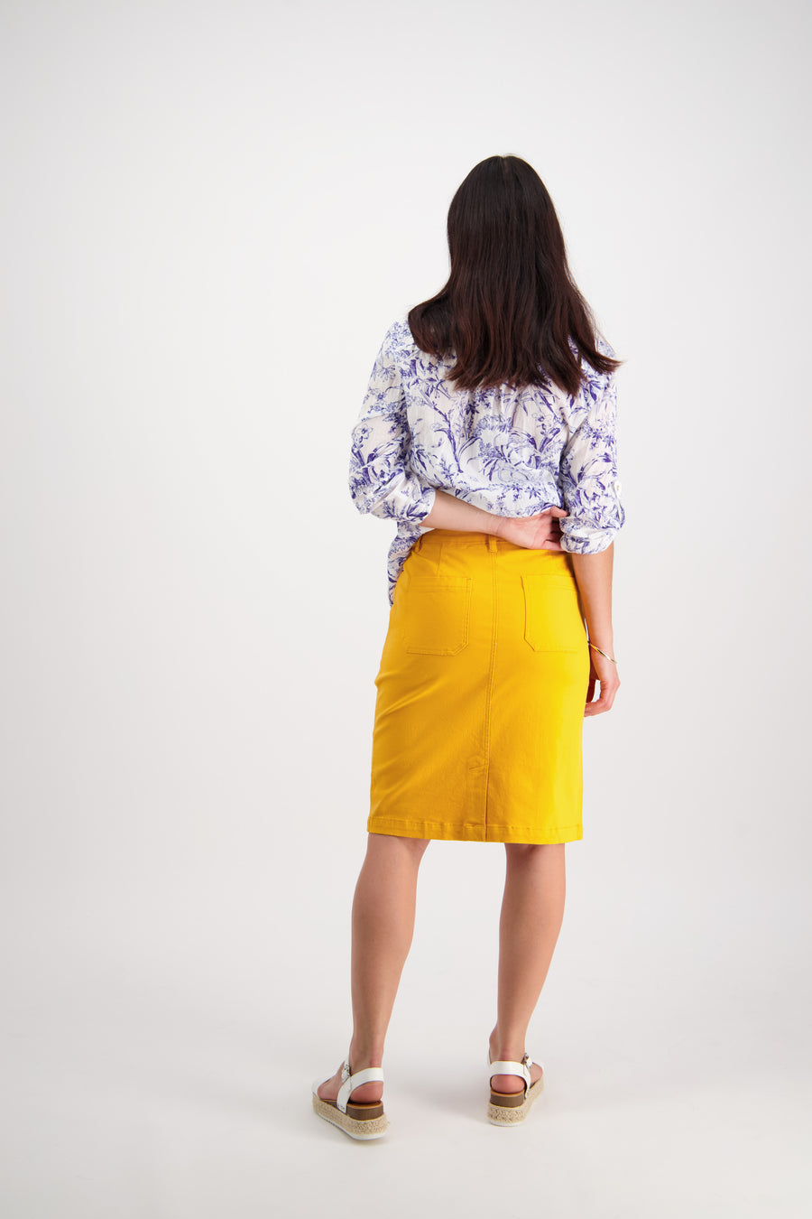 Vassalli Cotton Drill Skirt with Back Vent